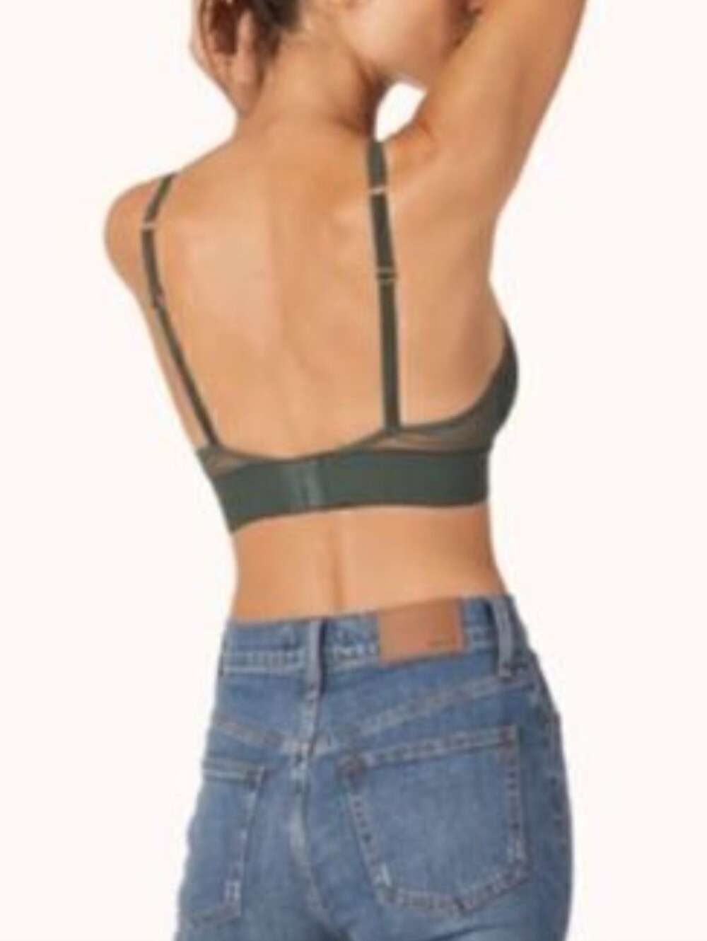 Lively Sexy Green Mesh Striped Padded Bralette - Picture 2 of 7